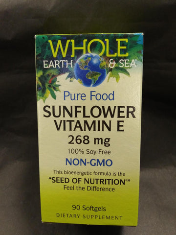 WHOLE EARTH AND SEA SUNFLOWER VITAMIN E 400IU 90GEL 268MG